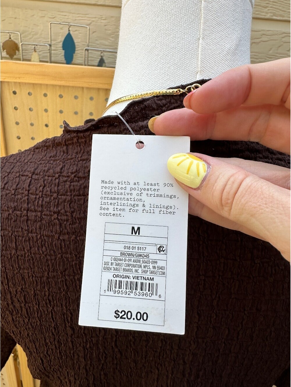A New Day Brown Textured Mock Neck Top Womens M Ruched Stretch NWT Short Sleeve - Picture 4 of 6